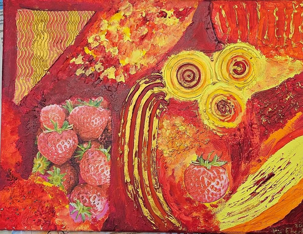 Dipinti: Acryl Erdbeere 30x40cm – Usato da Aesch BL venduto da Ipnf 1
