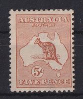 Australien 1913: 5 p. Känguruh *