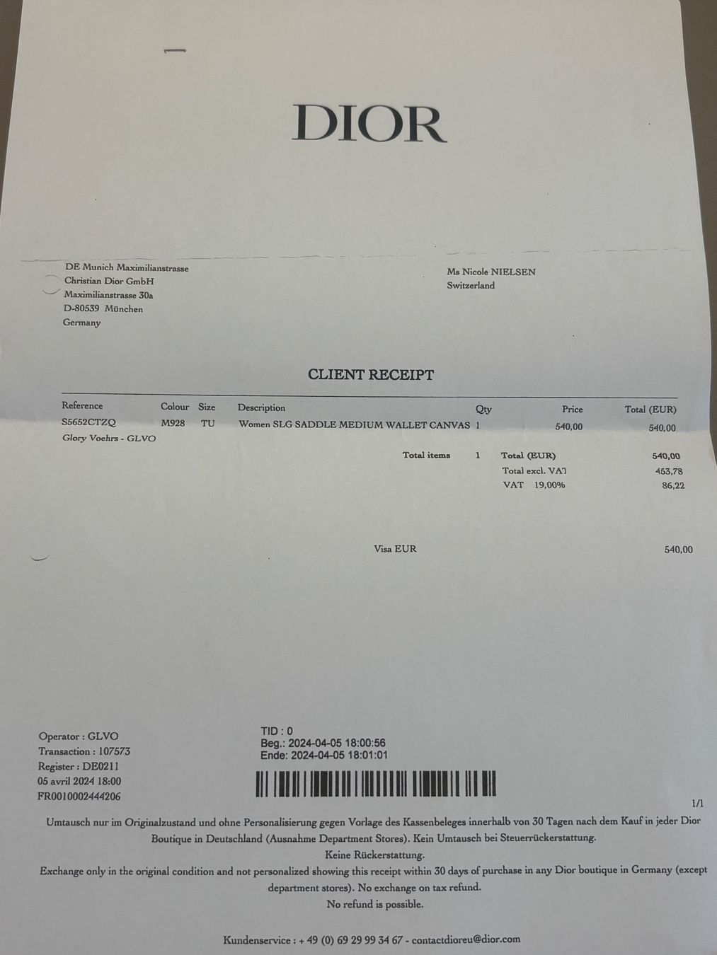 Dior Portemonnaie: Christian Dior Portemonnaie – Gebraucht aus Sempach von Innenraum 4