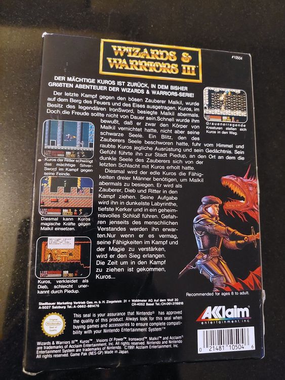 Nintendo Giochi: WIZARDS & WARRIORS 3 (PAL) - NINTENDO NES – Usato da Spiegel b. Bern venduto da Natix 1
