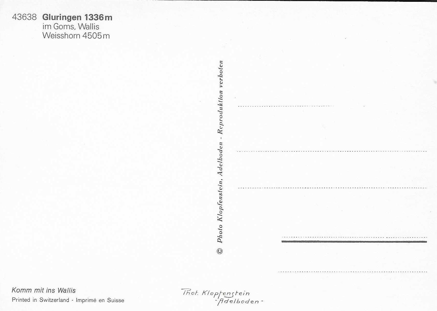Cartes postales: Gluringen VS – Neuf (Voir description) à Rothrist par Stranglehold 1