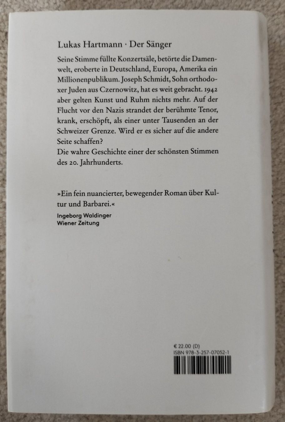 Libri: Buch "Der Sänger" von Lukas Hartmann – Nuovo (secondo la descrizione) da Muri AG venduto da Thuja99 1