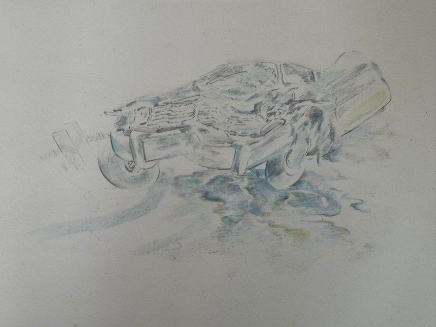 Grafica & Litografie: CRASH - CAR, handsigniert Werner Meier 1975     (ID b4972) – Usato da Gelterfingen venduto da art-and-more 2