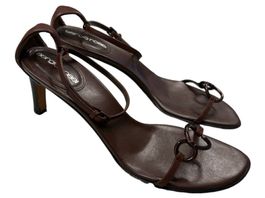 Sergio Rossi Sandalen, Leder, braun 37.5 Sandalette Riemchen