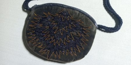 Vintage Handtasche Umhängetasche Samt bestickt