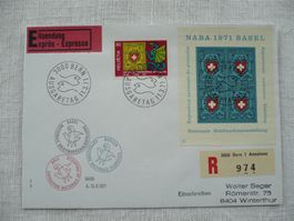 1971 FDC NABA-Block + Einzelmarke SBK W45 + 493