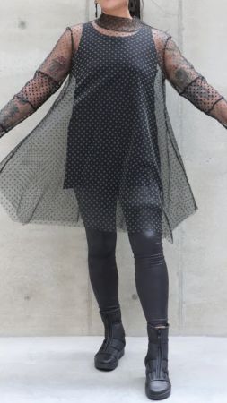 LUUKAA Tunique en résille à pois, T. 2, neuve avec étiquette
