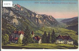 Wallenstadtberg - Sanatorium mit Blick auf Wallensee - Litho