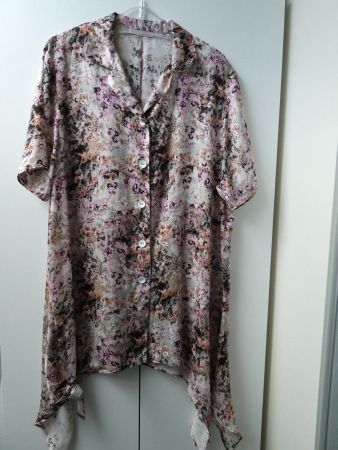 Tunika Bluse von Donna Carla, rosé-braun-weiss, Gr. 44 - 46
