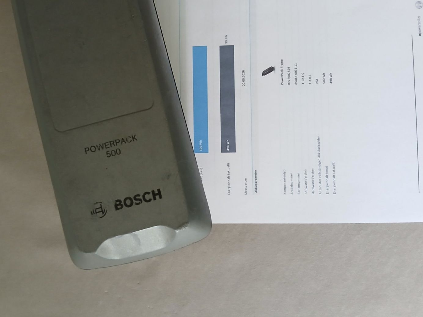 Bosch Akkus: Powerpack 500 Akku - 498Wh 99.6% mit Bosch Messbericht – Gebraucht aus Winterthur von .-thx-. 1
