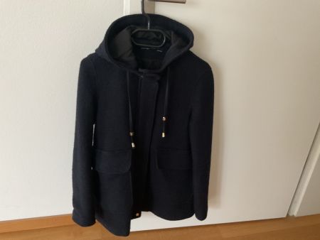 Kurz-Mantel mit Kapuze, dunkelblau, Gr. 38 ,Euro M
