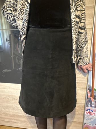 Jupe en cuir véritable noir, taille 42, parfait pour l'hiver