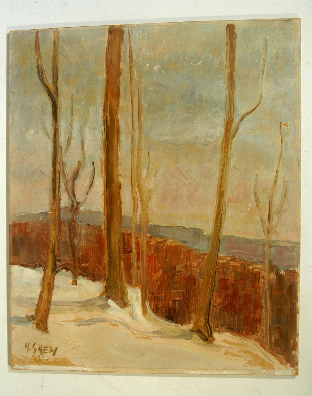 Gemälde: H. Srem Winterlandschaft Oel auf Pavatex – Gebraucht aus Herisau von Wisen