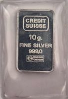 10 g Argent 999.0 Crédit Suisse silberbarren