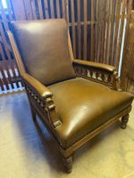 Antiker Sessel mit Lederbezug, Vintage Look, Top Zustand