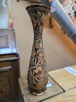 Antike Vase Kupfer floral bemalt (Q)