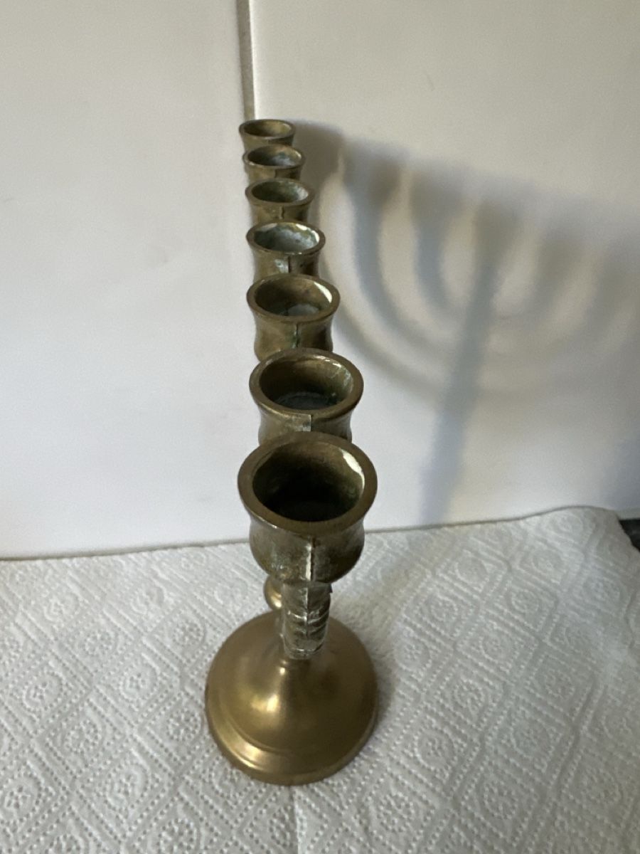 Portacandele: Antiker 7-Armiger Leuchter, Messing, Vintage – Usato da Zürich venduto da Chaeffeler 1