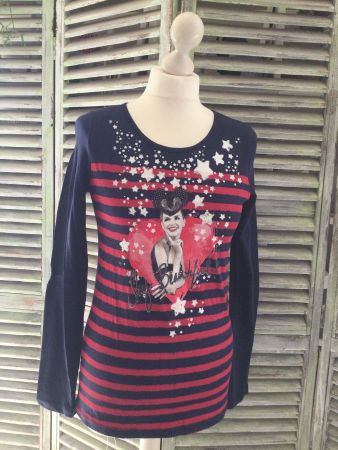 Sweat marine rayé rouge USA, taille M