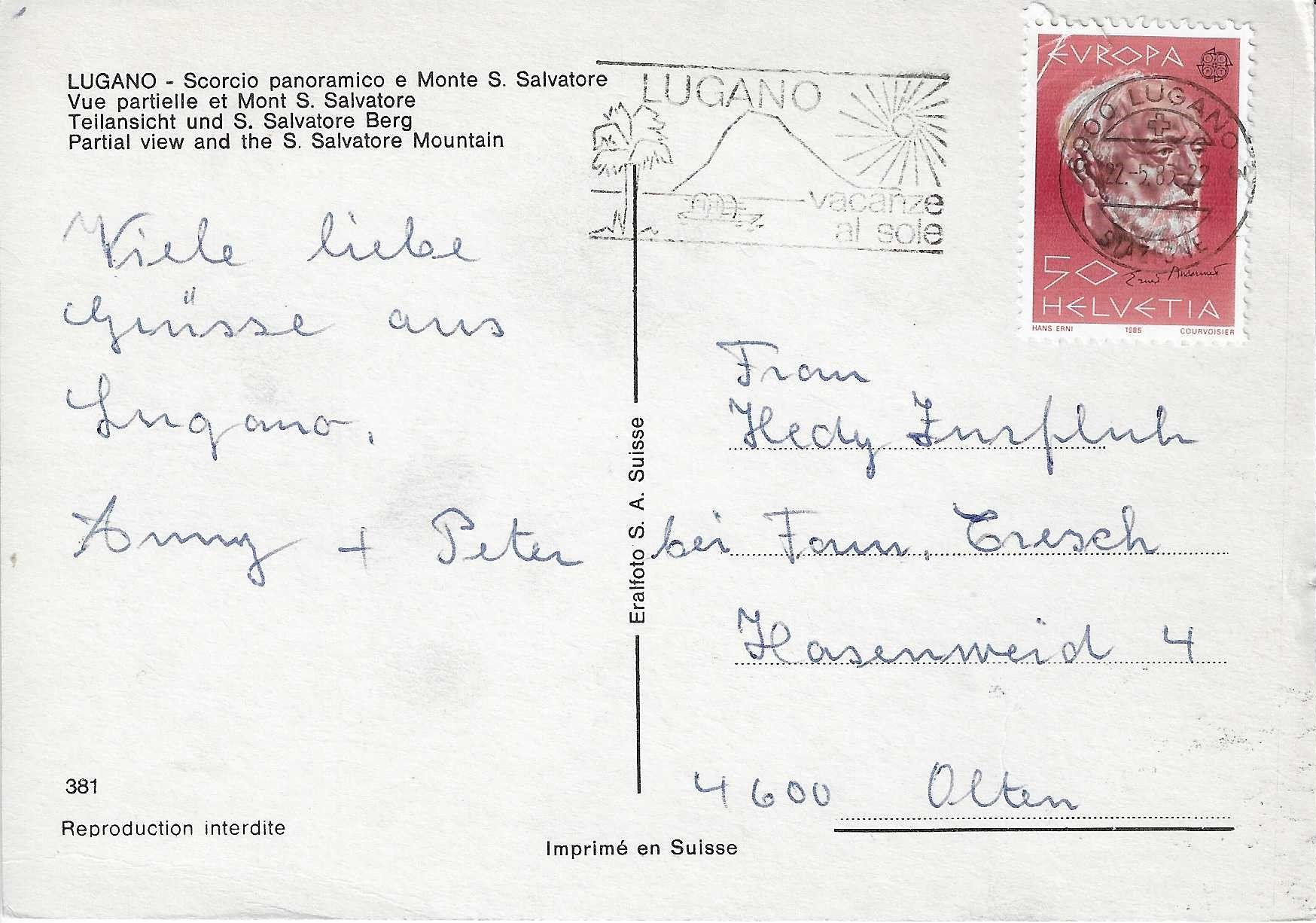 Cartoline postali: Lugano TI – Usato da Rothrist venduto da Stranglehold 1