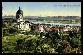 AK Zürich, Blick von der Kreuzkirche