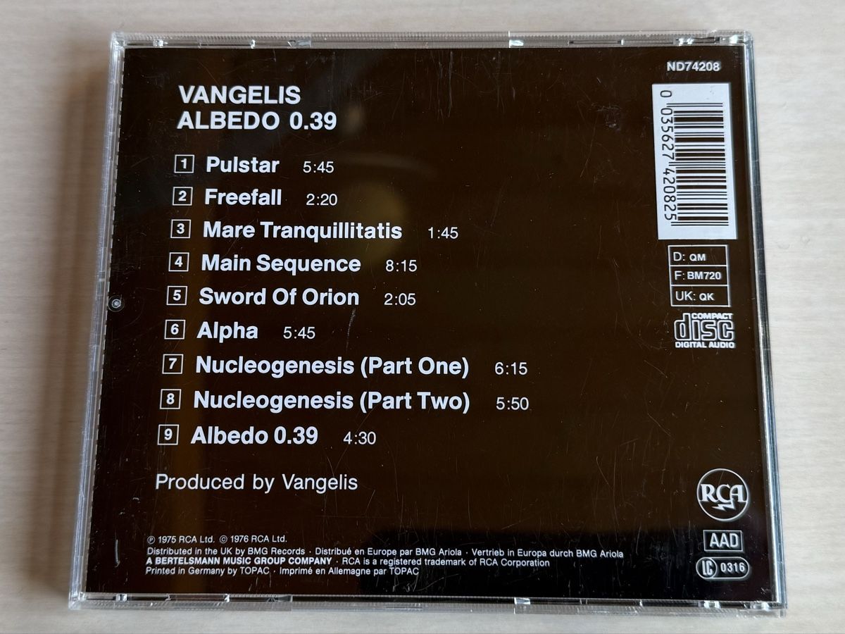 CD: Vangelis - Albedo 0.39 - CD - Original 1976 – Usato da Oberried Brienz venduto da Chyara 1