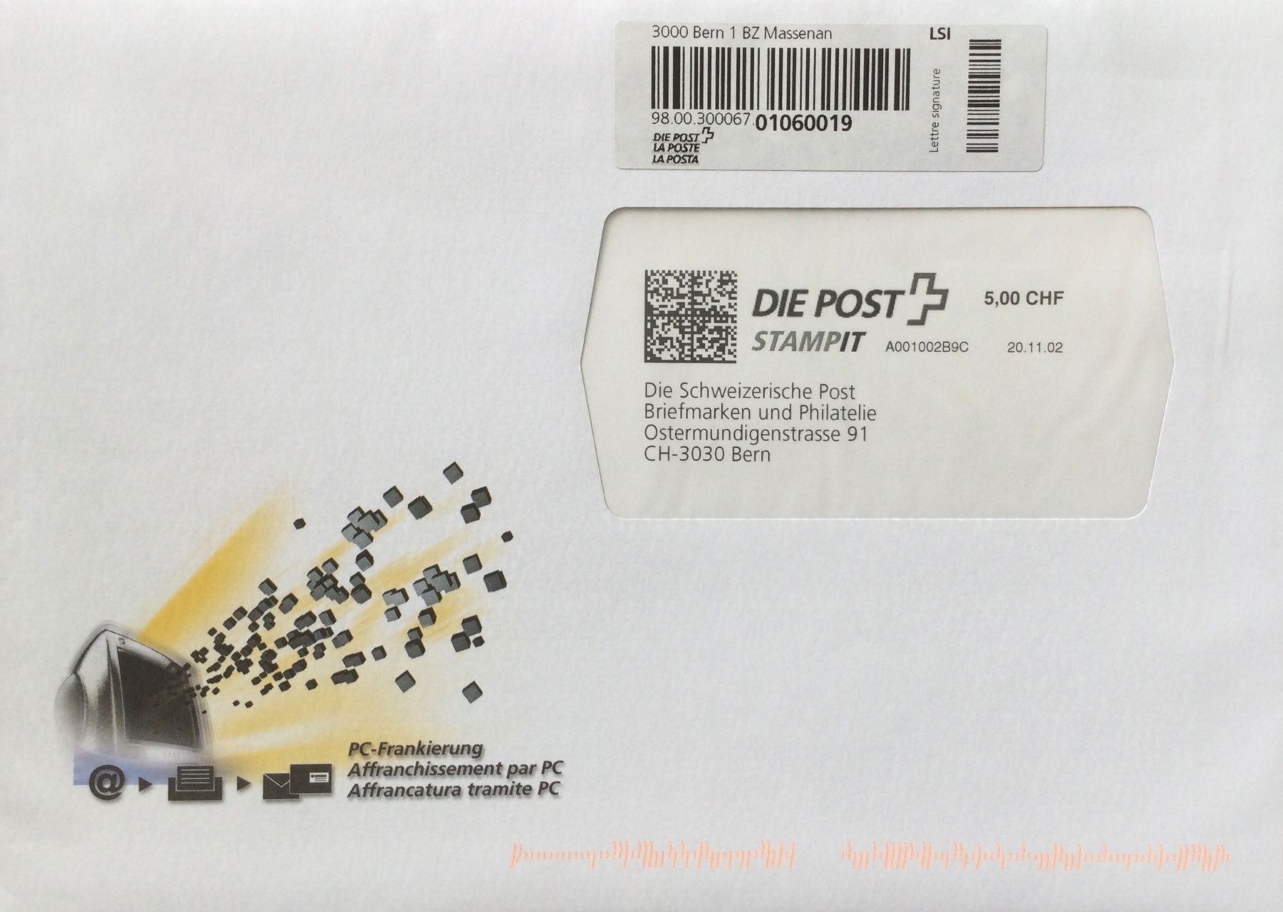 Tutti i francobolli: 4er Serie FDC: PC-Frankierung STAMPIT der Schweizer Post – Nuovo (secondo la descrizione) da Oftringen venduto da Waltereg 3