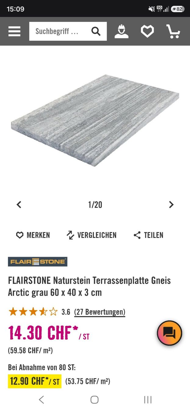 Revêtements de sol: Naturstein Gartenplatten – D'occasion à Uster par naede01 1