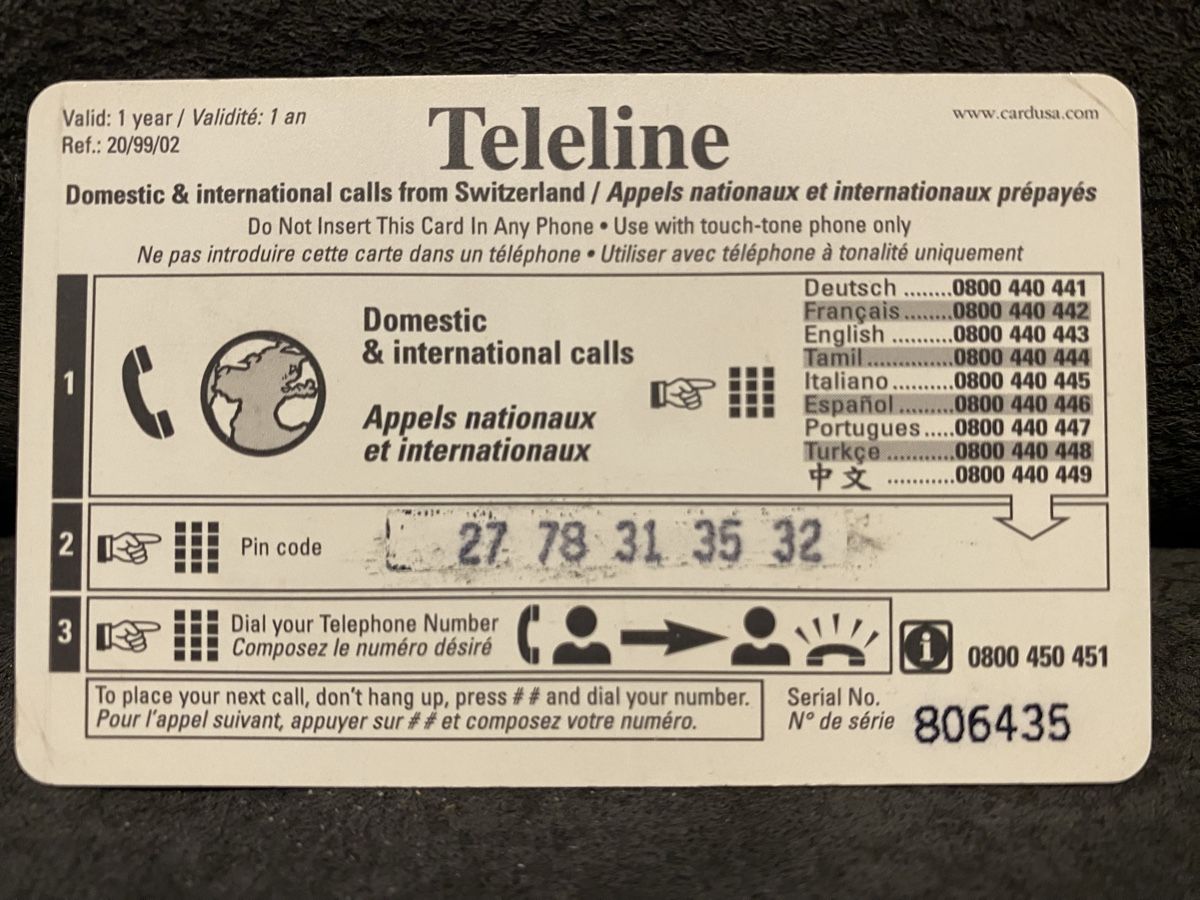 Cartes de téléphone: Teleline – D'occasion à Lausanne par babacard10 1