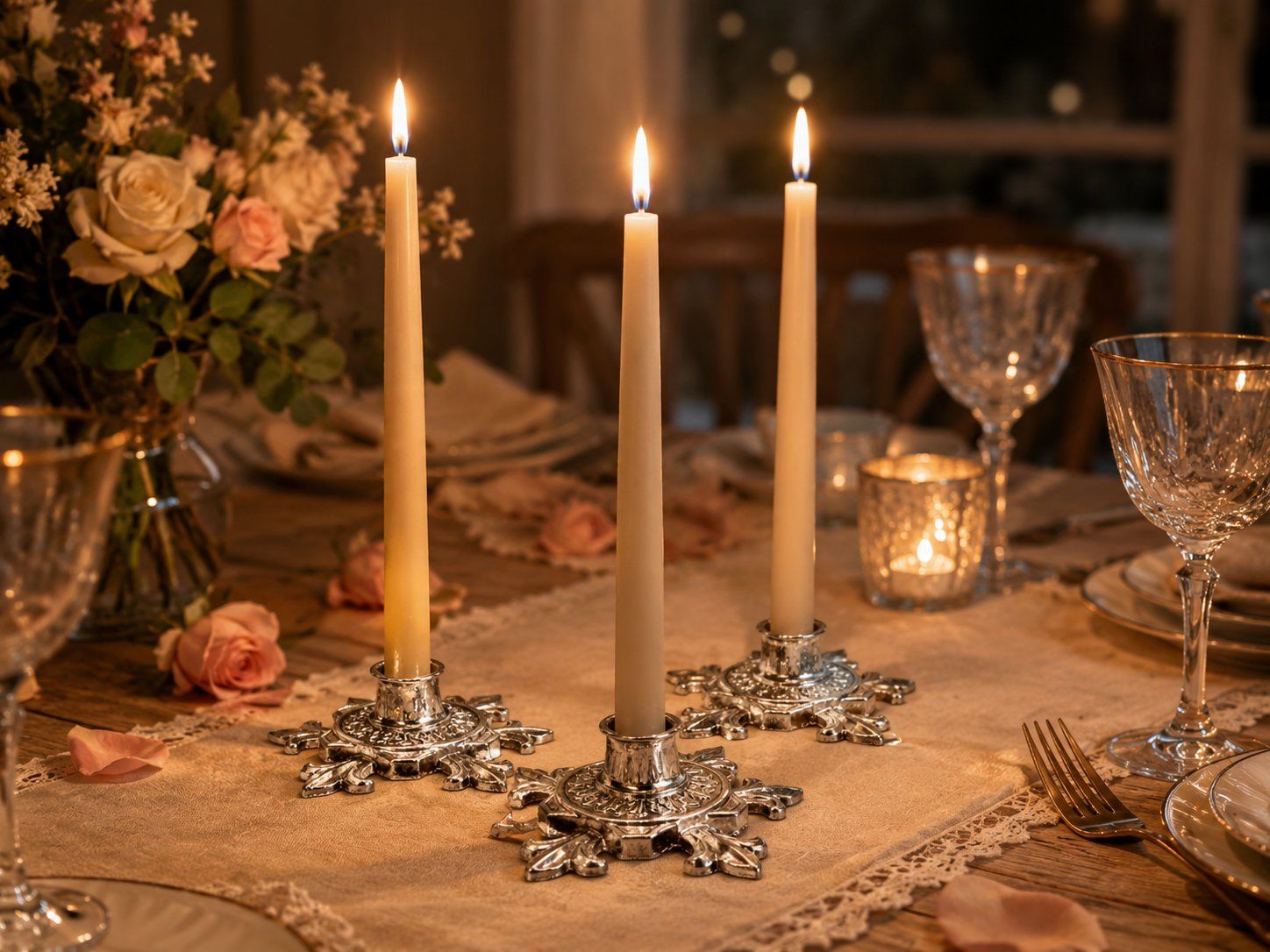 Bougeoirs: Kerzenhalter Set Silber Vintage – D'occasion à Fully par VaneaSelection
