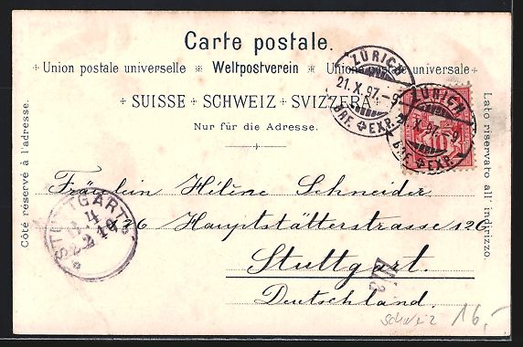 Ansichtskarten: Litho Winterthur, Teilansicht, Stadthaus – Gebraucht aus Berlin von bartko-reher 1