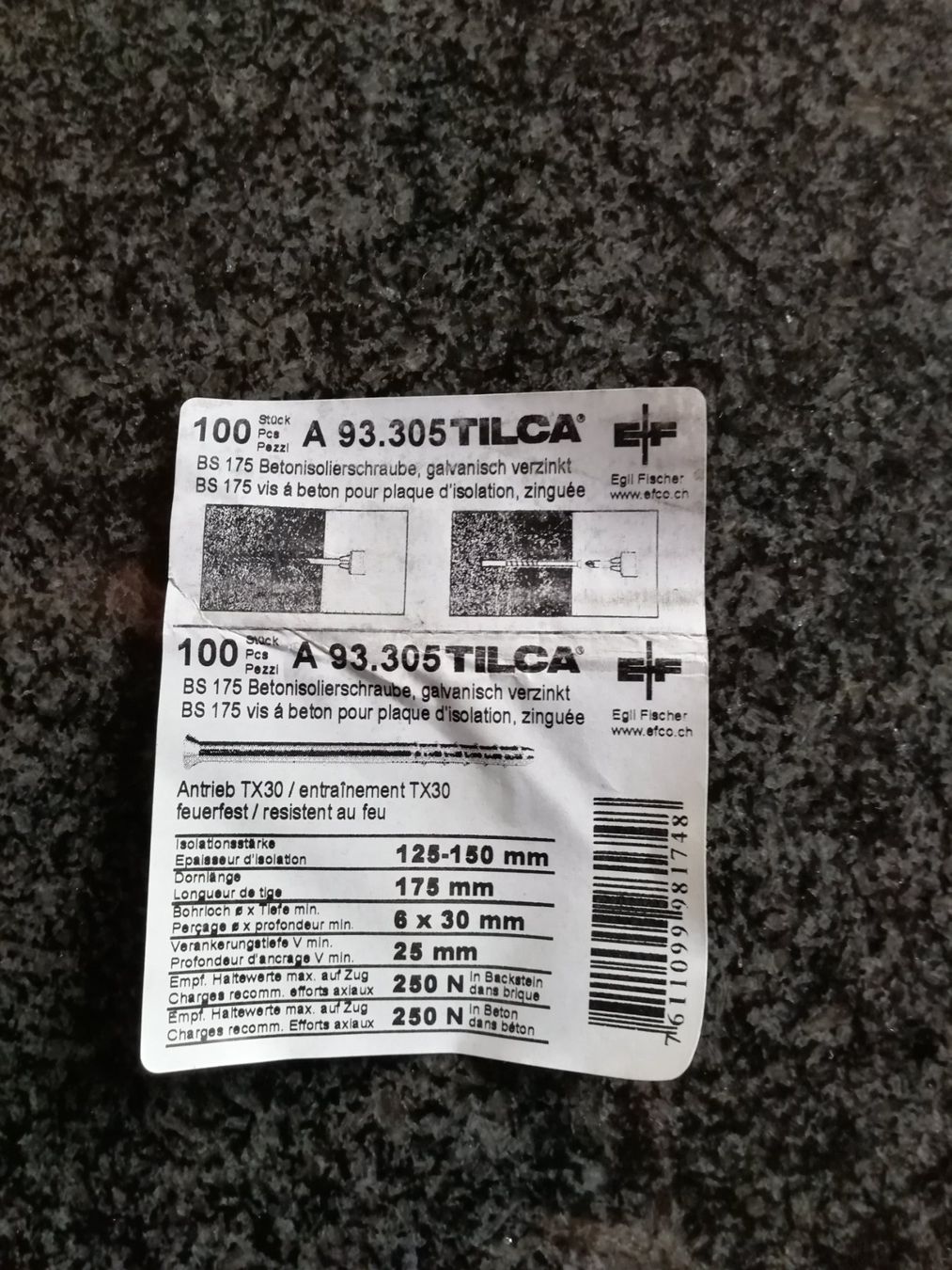 Ferramenta: Betonisolierschraube 6×175mm – Nuovo (secondo la descrizione) da Utzigen venduto da Walkuere94 1