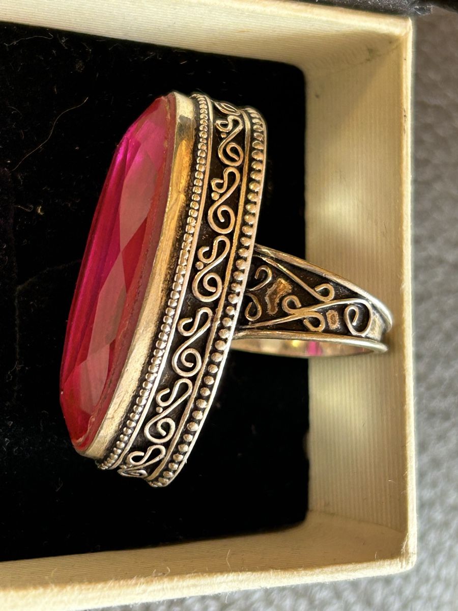 Anelli: XL 925 . 16gr pinkstein Silber Ring – Usato da Roggwil BE venduto da Viking72 5