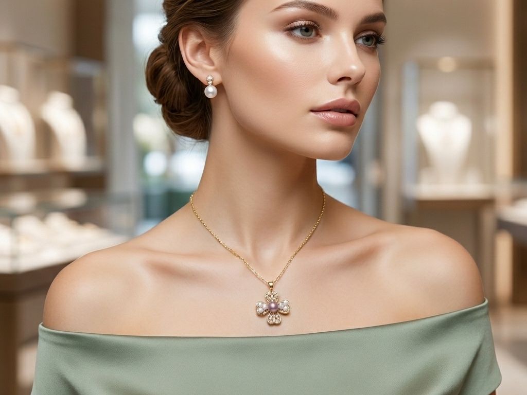 Catenine: Collier trèfle à perles – Nuovo e nell'imballaggio originale da St-Maurice venduto da Sandrinette123 3