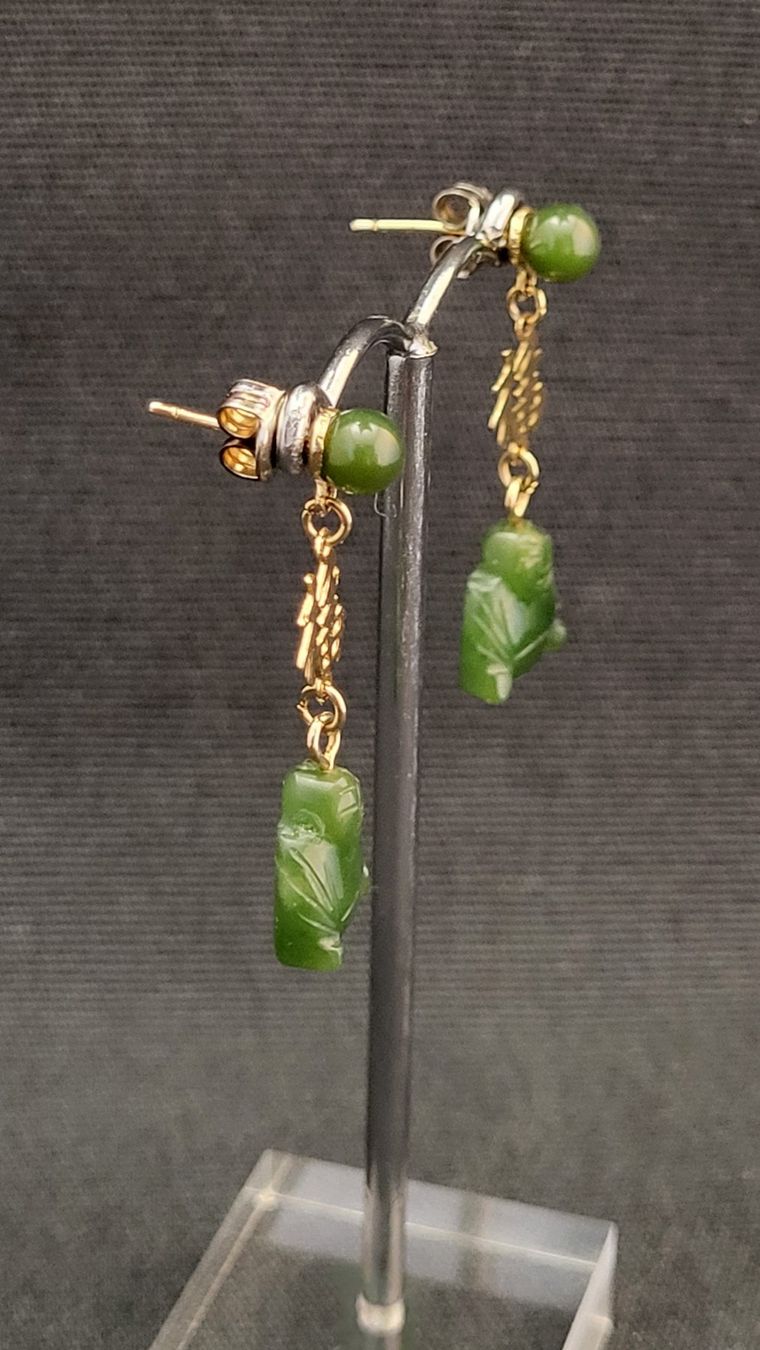 Orecchini pendenti & Orecchini a lobo: Jade-Ohrhänger mit Buddha – Usato da Basel venduto da spinne02 3