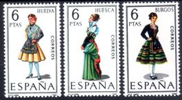 SPANIEN 1967/68 TRACHTEN 3 MARKEN ** POSTFRISCH ** - O289