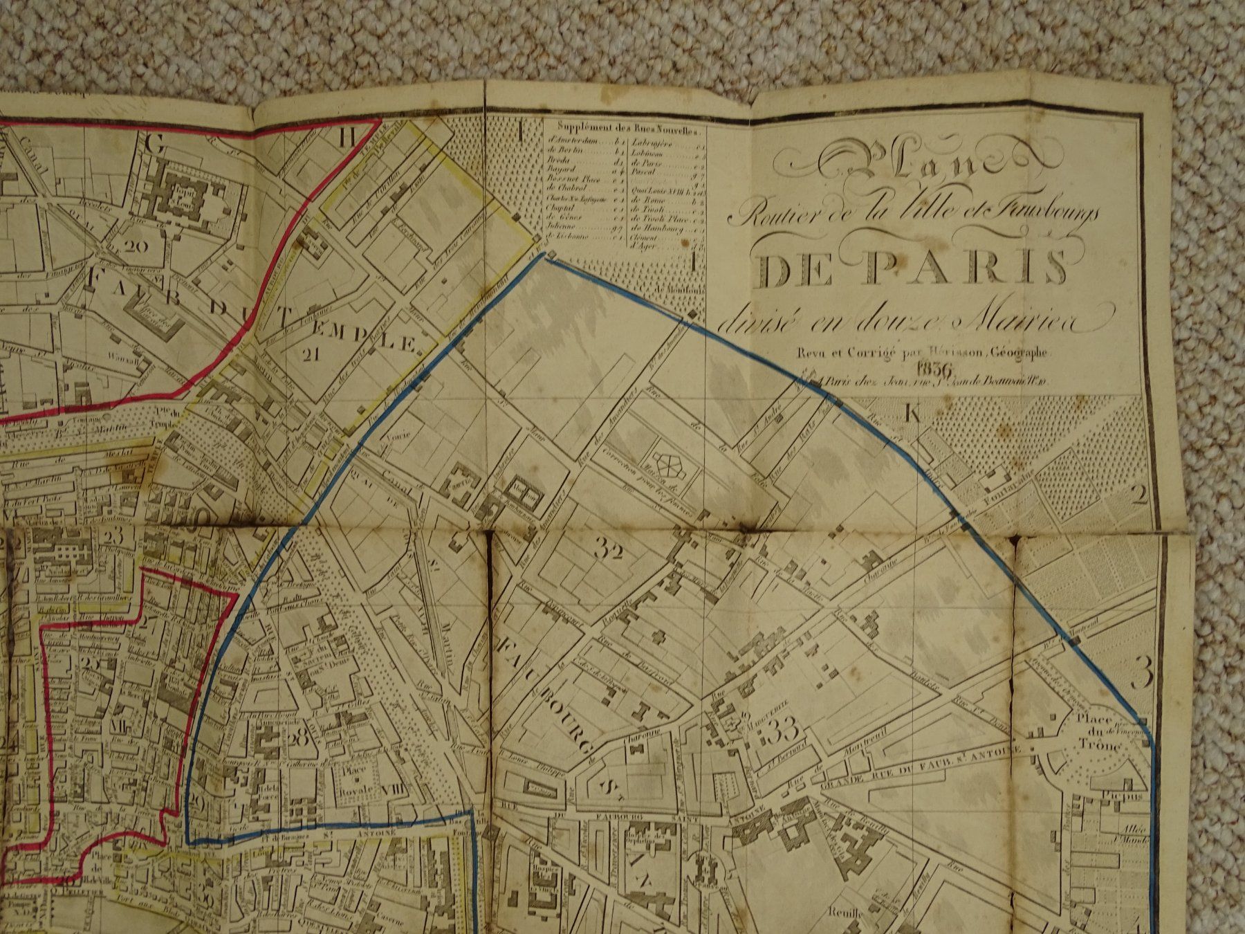 Incisioni: KARTE VON PARIS 1836 – Usato da Grüningen venduto da Kartensammler 2