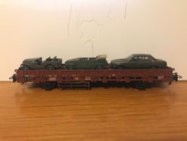 Trix DB Rungenwagen + 3x Militär Autos