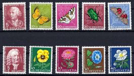 Pro Juventute Sätze 1957-1958 Katalog-Nr. J168-J177 **