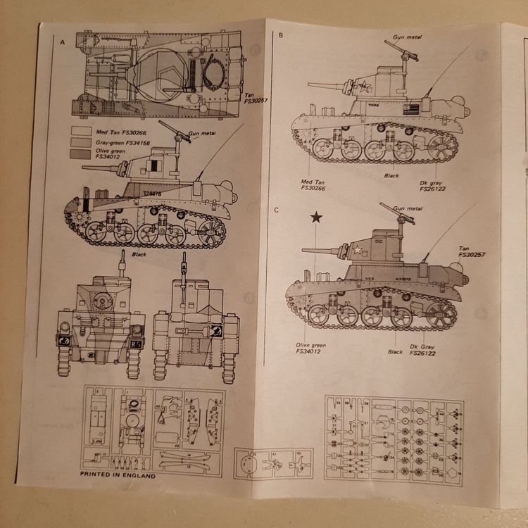 Notice De Montage Hasegawa Light Tank Stuart MK1 échelle 1/72 - Occasion, Seule La Notice