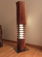 Stehlampe Kunst Ständerleuchte Säule Holz Chromstahl