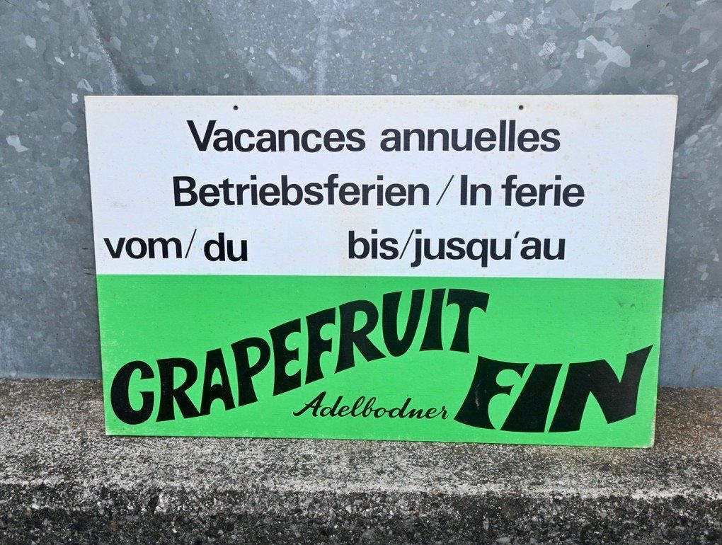 Insegne: alter REKLAME KARTON - hänger ADELBODNER grapefruit fin – Usato da Pfaffhausen venduto da mono_rec