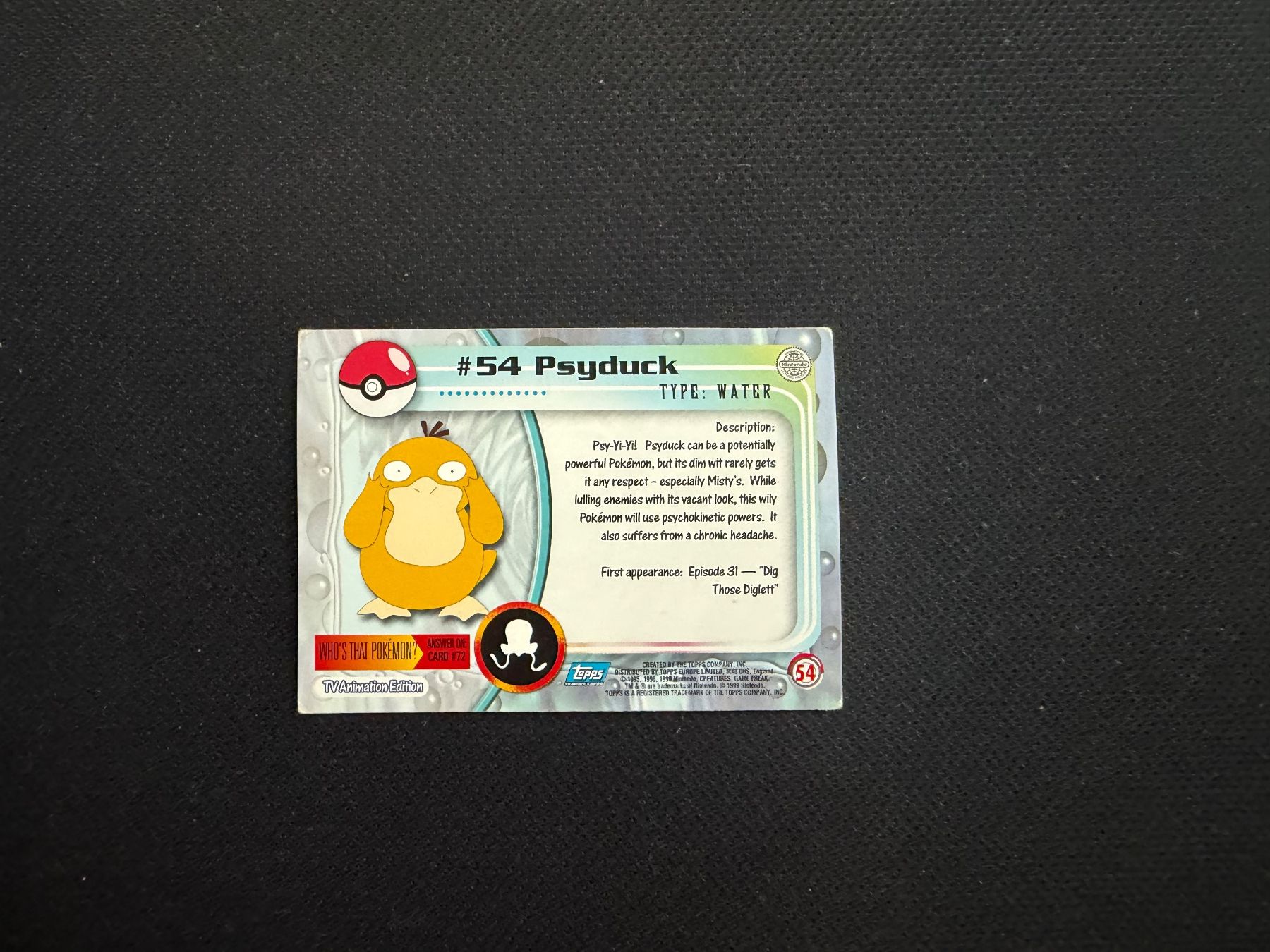 Pokémon Carte collezionabili: Pokémon Topps 1999 Psyduck – Usato da Zürich venduto da mountainwizard00 1