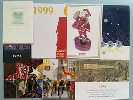 8 Weihnachtskarten der Post mit Briefmarken
