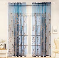 2 Tende nuove trasparenti ricamate blu 150 x 270 cm 