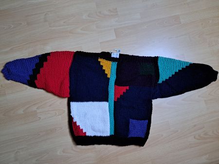 Vielfarbiger Wollpulli Handgestrickt