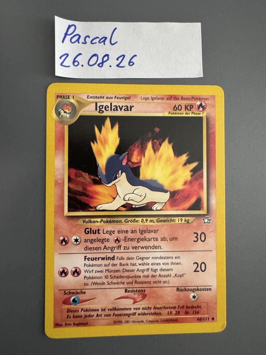 Pokémon Carte collezionabili: Feurigel, Igelavar & Tornupto Pokemon neo genesis DE – Usato da Wald ZH venduto da Boltriz 2