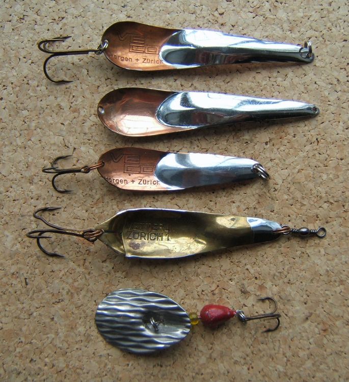 Metall Angelhaken Löffel 4 Stück Hartmetall Angelköder Pailletten