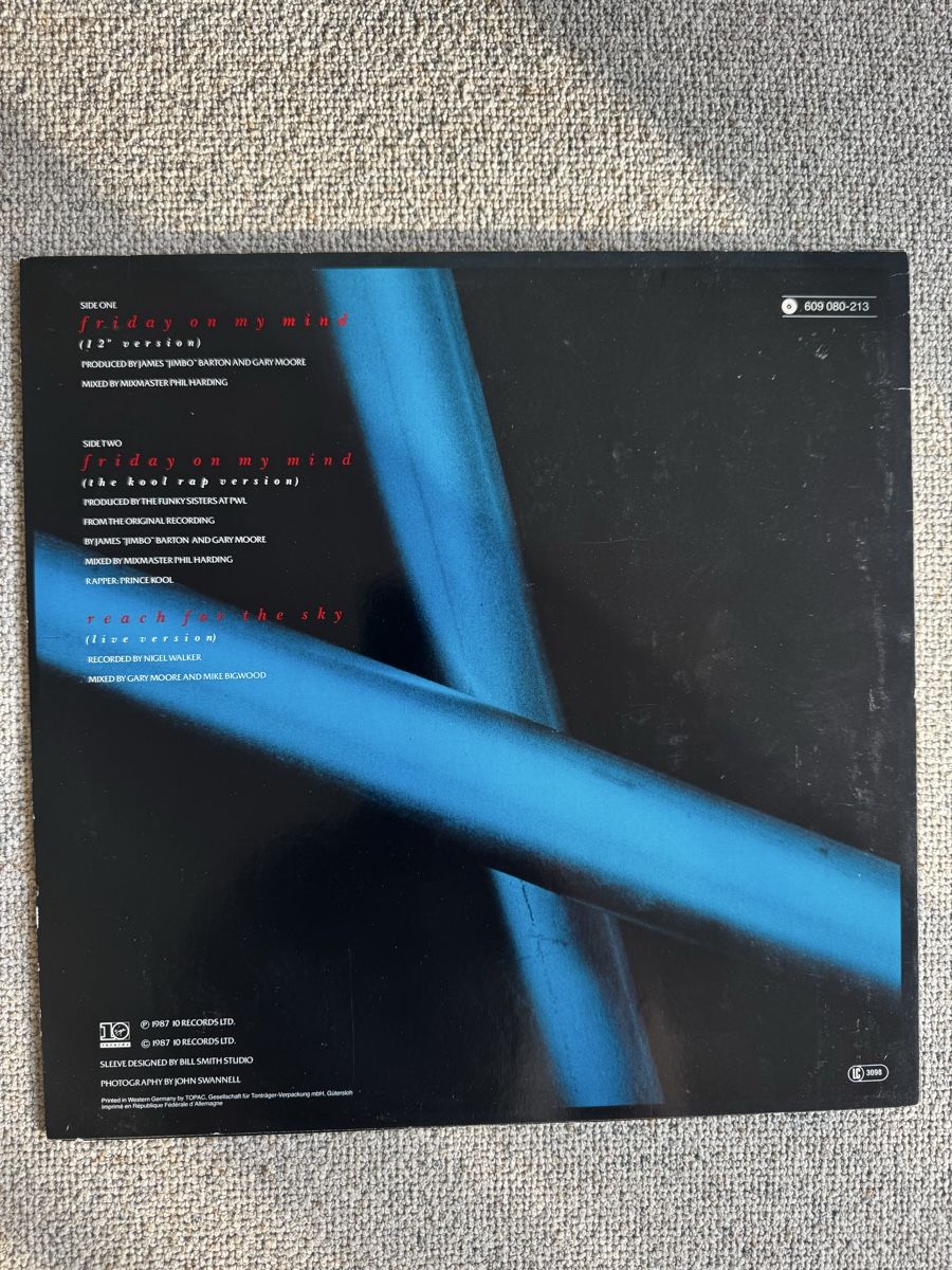 Dischi in vinile: Gary Moore - Friday On My Mind -12" Maxi - 80s – Usato da Rorbas venduto da BlackstarRecords 1