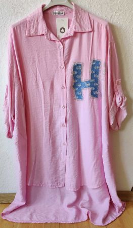 Bluse mit Strass EG 48/50 neu Knopfleiste 3/4 Arm m. Riegel