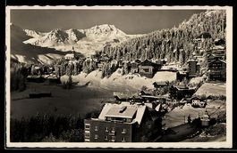 AK Arosa, Stadtansicht zur Morgenstunde im Winter